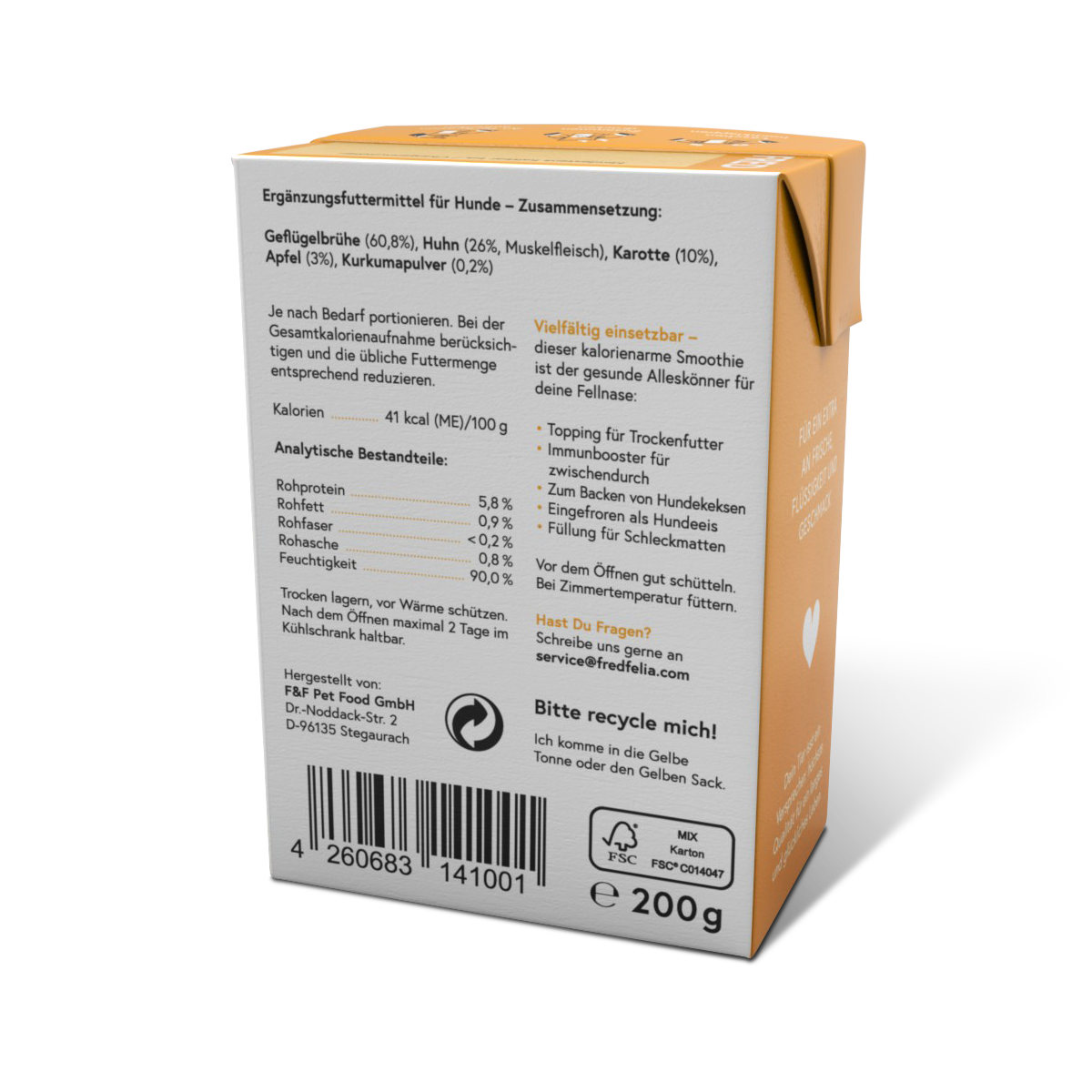 FRED & FELIA – comida - Cão por atacado – FRED Smoothie Frango com Curcuma3