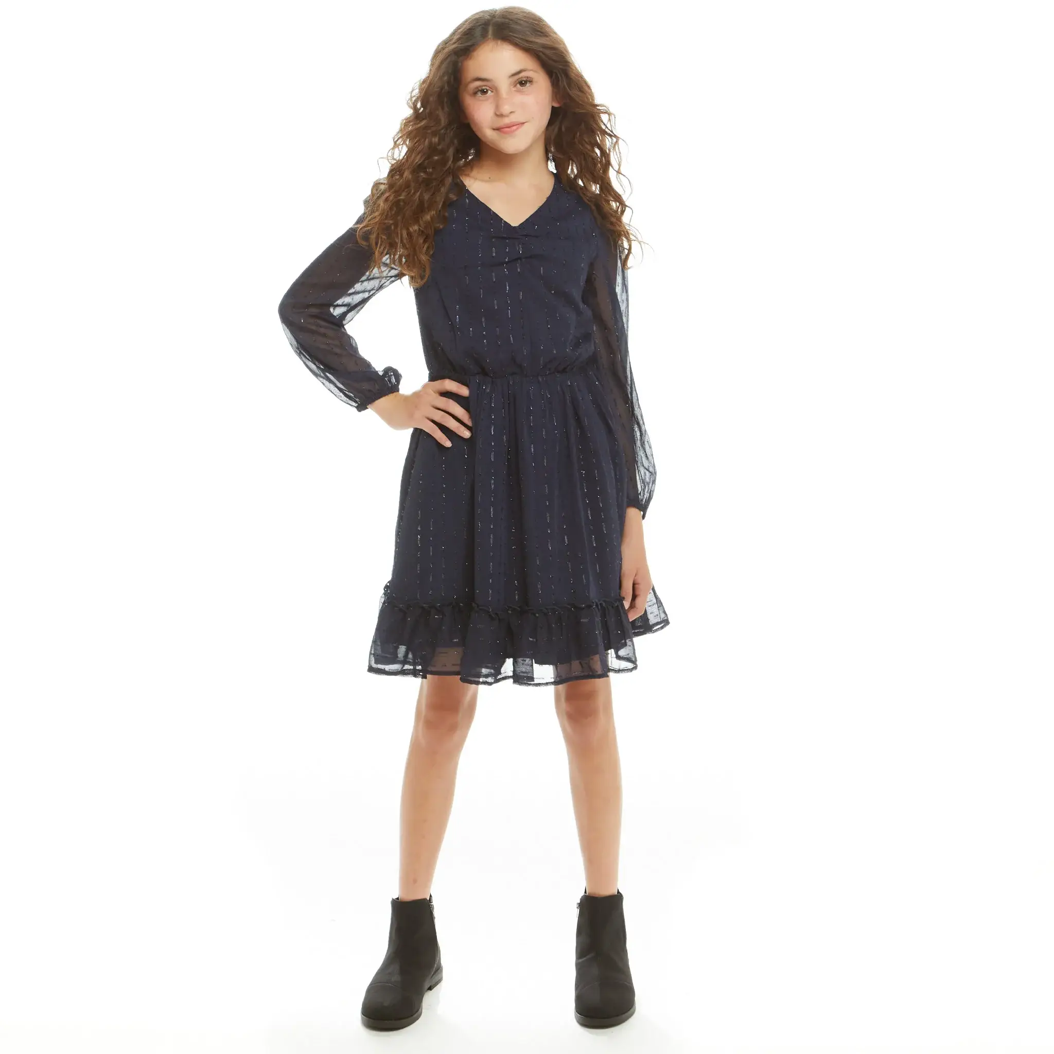 Navy Girls Tween Starry Elegance Holiday Dres for wholesale on Faire5