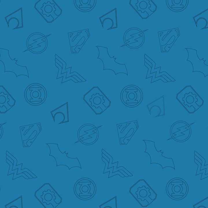Blue Dc Comics Justice League-Logo Outline Fabric by the Yard for wholesale on Faire