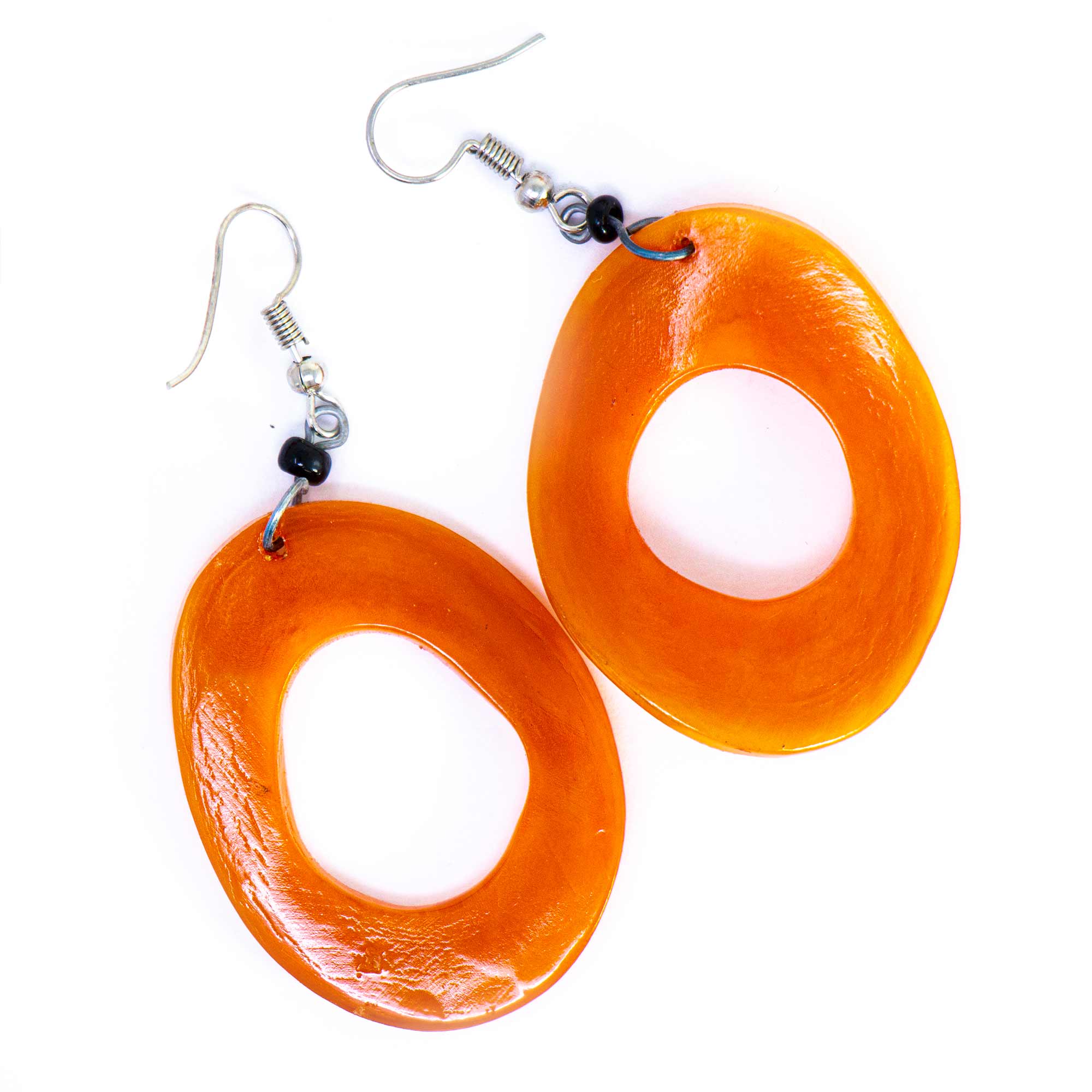 Global Crafts - Wholesale Dangle Earrings - Elongated Dangle Horn Earrings, Orange3