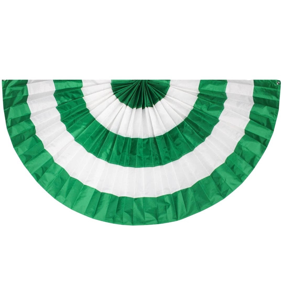 Plush Appeal LLC - Wholesale Bunting/Garland - Pleated Green and White Bunting With Grommets - 6' x 3' (Each)0