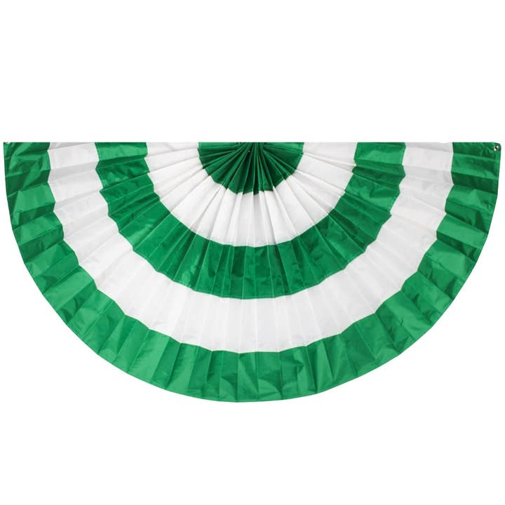 Plush Appeal LLC - Wholesale Bunting/Garland - Pleated Green and White Bunting With Grommets - 6' x 3' (Each)