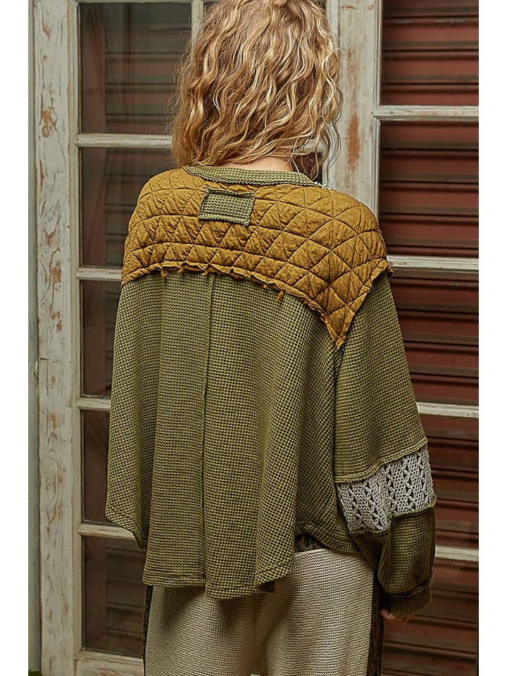 Pol Clothing - Wholesale Knit Top - Women's - V-Neck Balloon Sleeve Relaxed Fit Boho Top 7