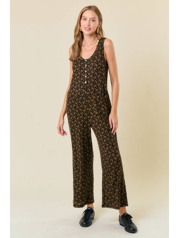 Doe and Rae - Wholesale Jumpsuit - Women's - FRONT BUTTON JUMPSUIT W/ POCKETS - 27018R-1