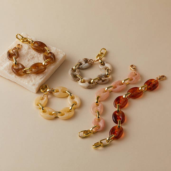 B25171 Kühnes ovales Armband aus Polyresin-Gliedern für den Großhandel von Pretty Persuasions