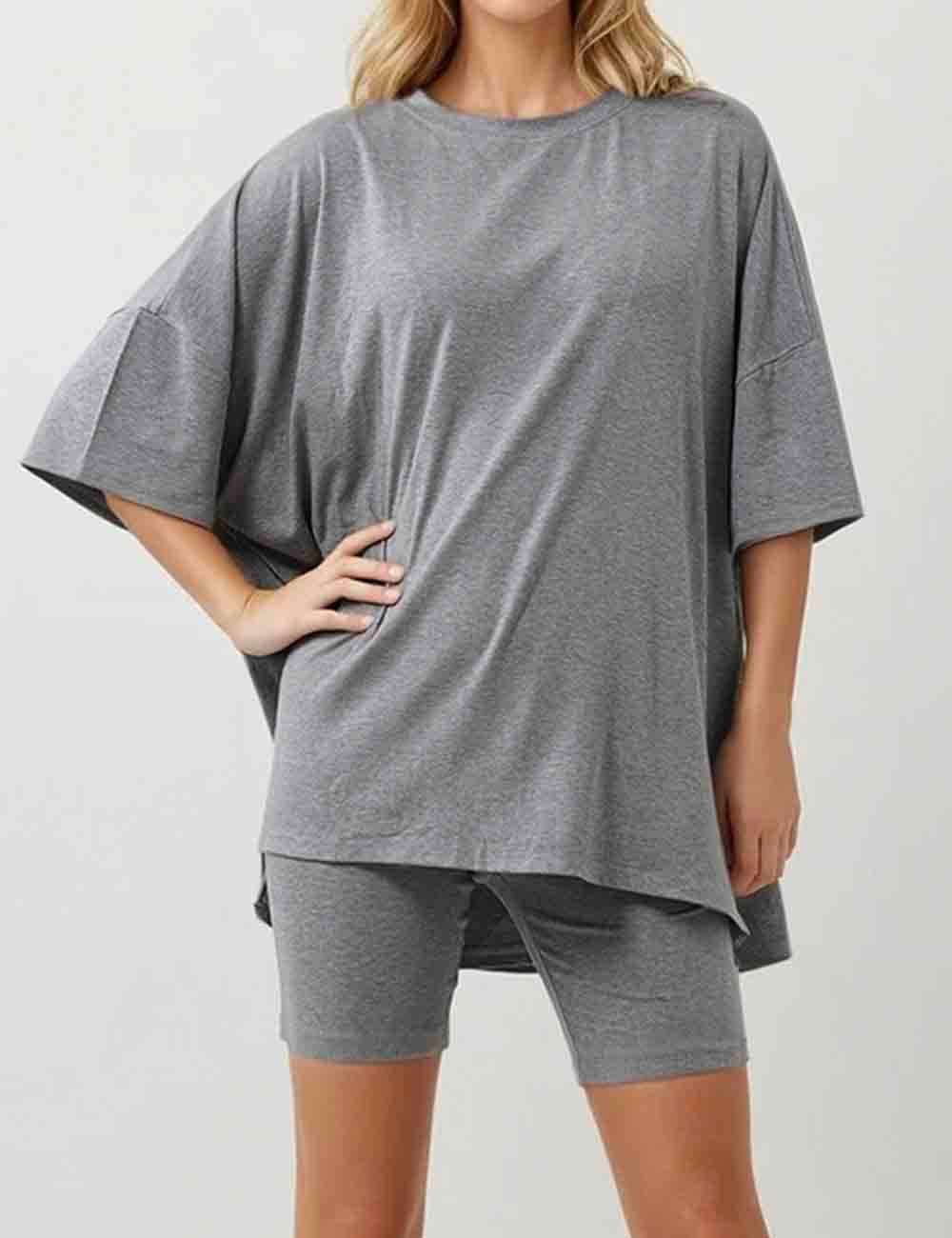 Sweetkama - Wholesale Lounge Set - Women's - Ladies Loose Top and Shorts 2PCS Casual Tee Set SKST2312923
