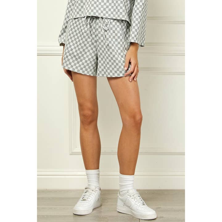 Veveret - Wholesale Shorts - Women's - Checker Jersey Drawstring Short 6