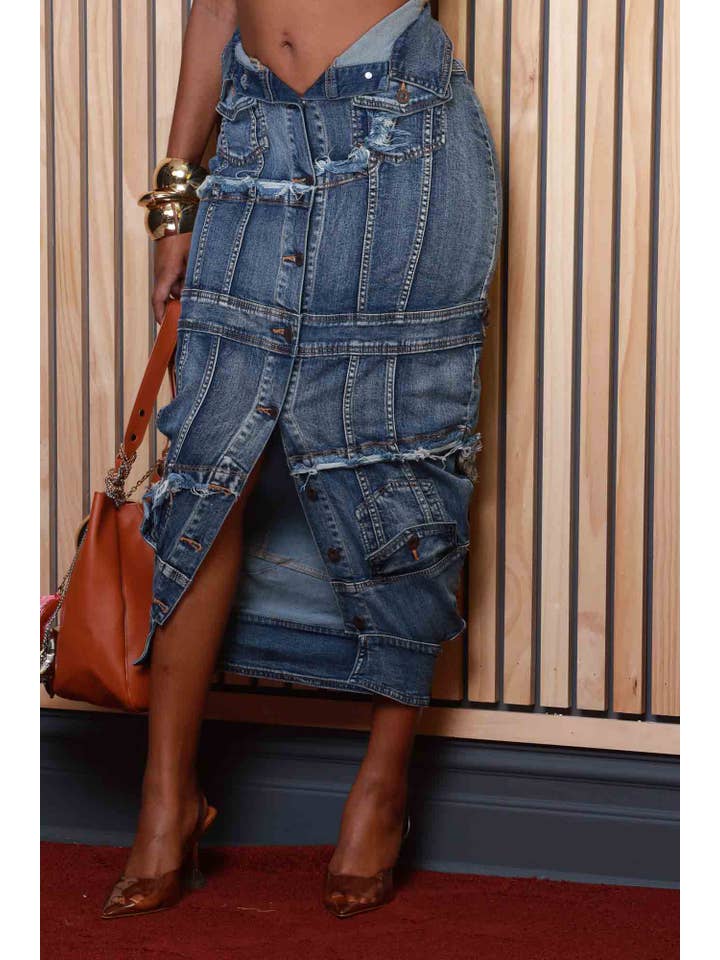 5besties inc - Wholesale Skirt - Women's - DESTROYED JACKET INSPIRED DENIM SKIRTS7