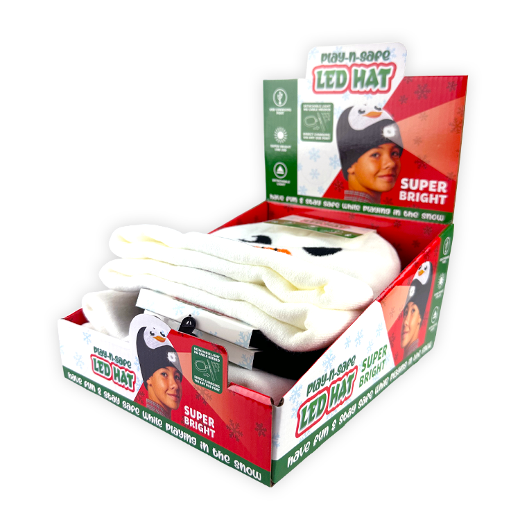 Novelty Brands - Wholesale Beanie - Kids - Christmas LED Rechargable Light Beanie Assortment- 6/Display0