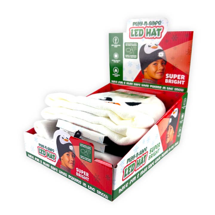 Novelty Brands - Wholesale Beanie - Kids - Christmas LED Rechargable Light Beanie Assortment- 6/Display