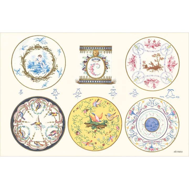 Found Image Press - Wholesale Stationery/Notecard Set - Greeting Card DA-639 Colorful Sevres Plates