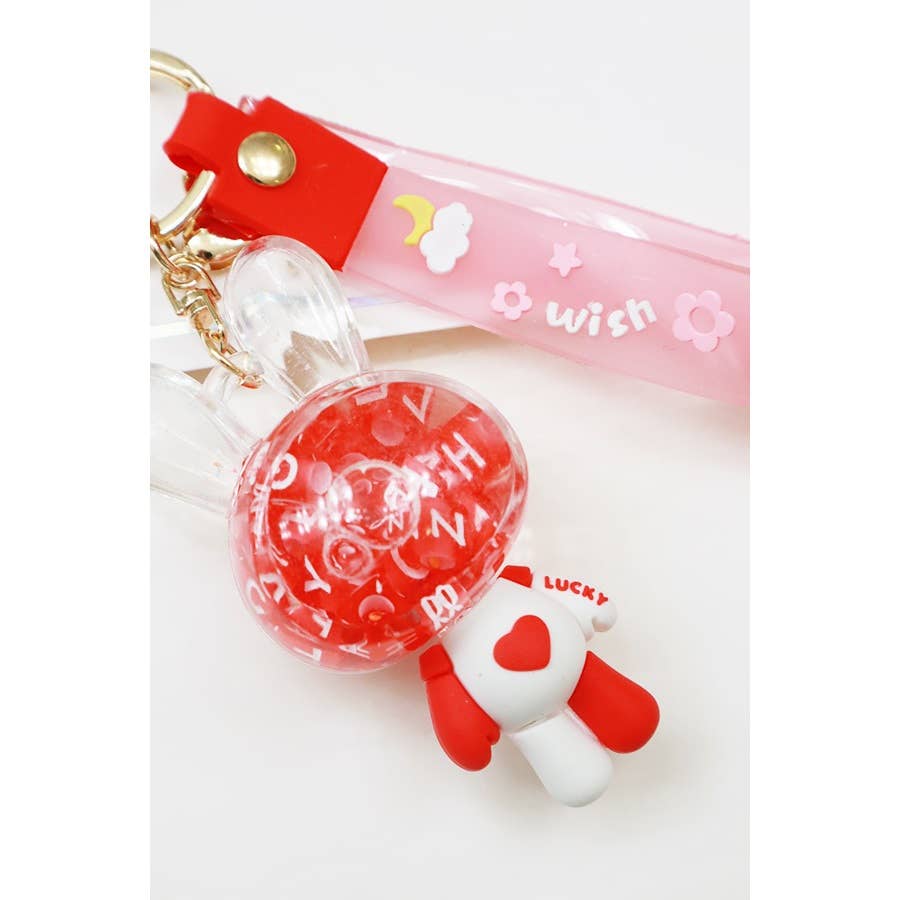 RED Floating Letter Cube Rabbit Key Chain for wholesale on Faire3