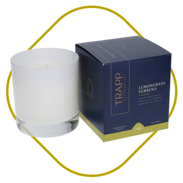 TRAPP Fragrances - Wholesale Jar/Filled Candle - No. 10 Lemongrass Verbena 7 oz. Candle in Signature Box6