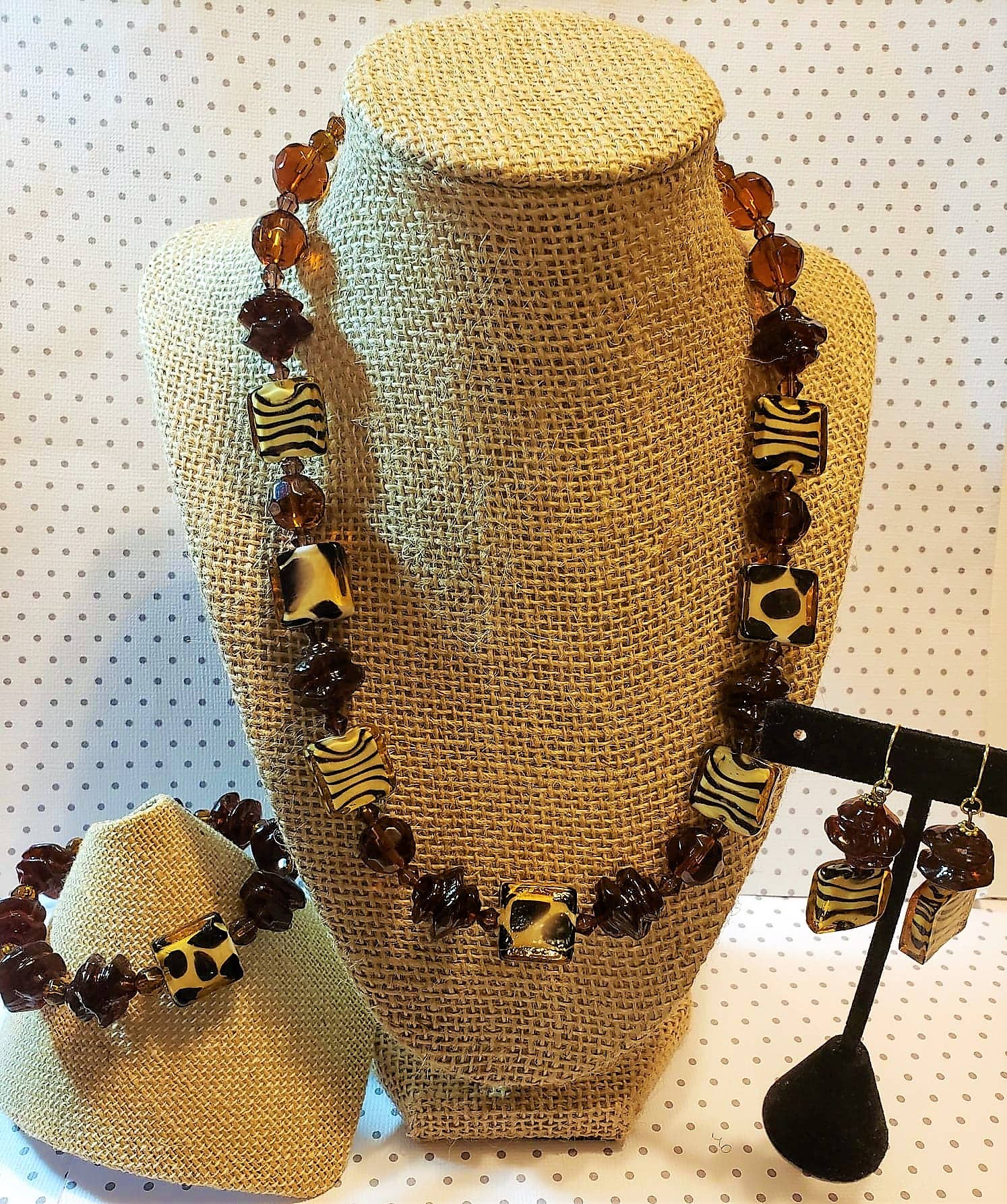 TarteLaine Designs - Wholesale Beaded/Pearl Necklace - Hand-beaded One of a Kind Animal Print Necklace sets1