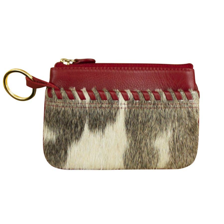 ili New York - Wholesale Coin Purse - Women's - 6614 Hair on Leather Coin Purse with Whipstitching1