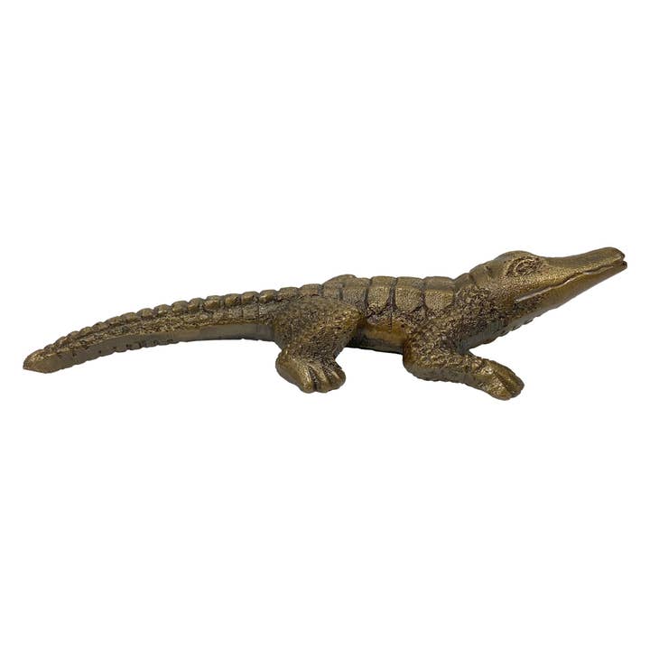 Madison Bay Co. - Historical Home Decor Reproductions - Wholesale Paper Weight - 5" Antiqued Brass Alligator Paperweight