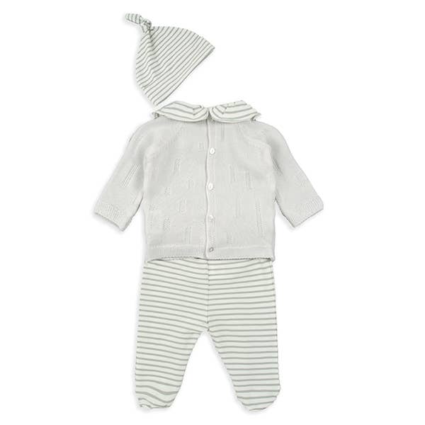 gris Ensemble Gris 3 Pièces avec Pull en Maille, Pantalon et Bonnet en vente sur Faire3