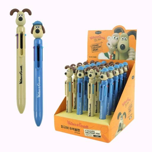 K-Wonderland - Wholesale Pen - Wallace & Gromit Figure 6-Color Ballpoint Pen (0.7mm)