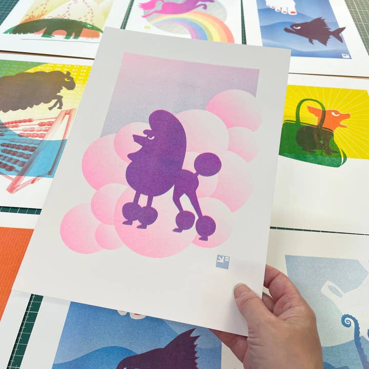 VrijFormaat - Wholesale Art Print - riso print - French Poodle - Angry Animals - A4