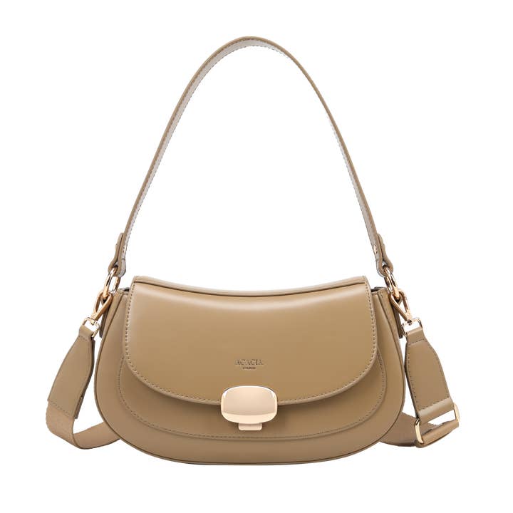 ACACIA(Formerly OLA) - Wholesale Shoulder bag – women's - Grace Camel Gold Clasp Saddle Bag
