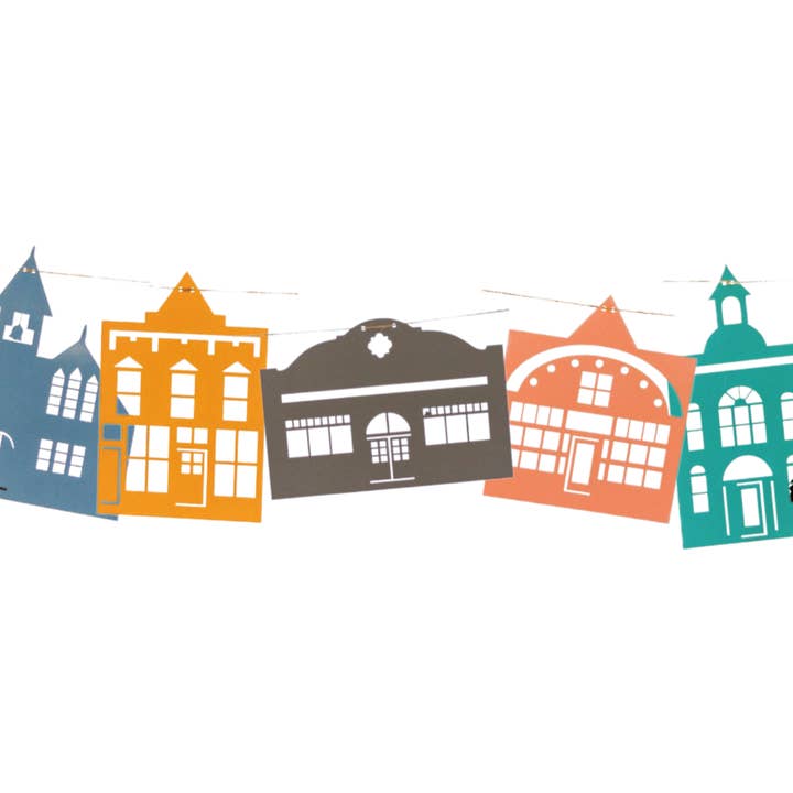 Crested Butte-byggnaderna Garland för wholesale av The Creative Garland Company