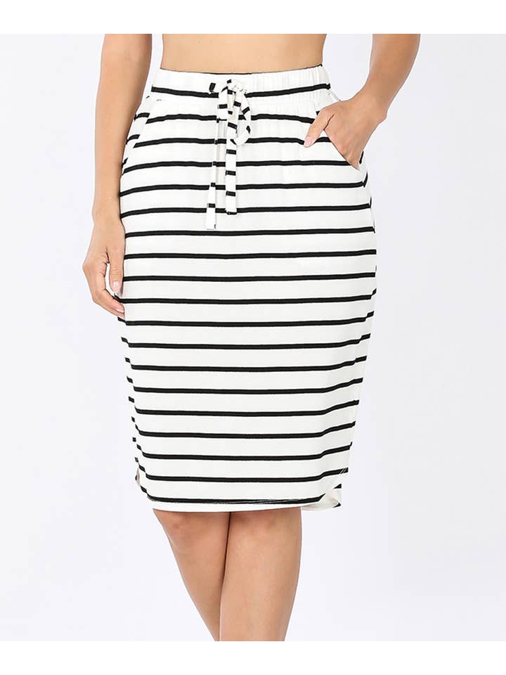 42POPS - Wholesale Skirt - Women's - ",,...Stripe Self Tie Tulip Hem Skirt