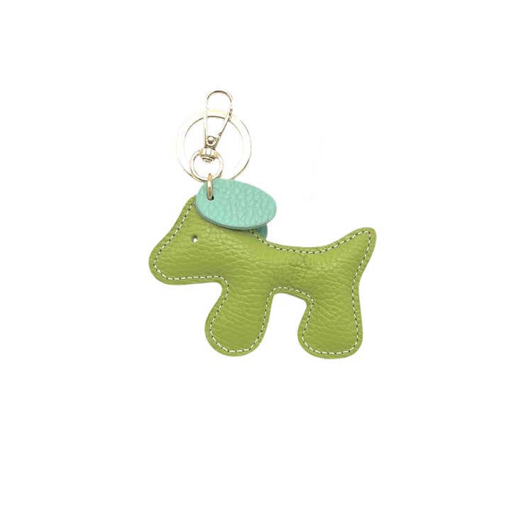Suie Valentini srl - Wholesale Keychain - Women's - Bicolor genuine leather key chain, Cute Puppy Design, art. PO03BI