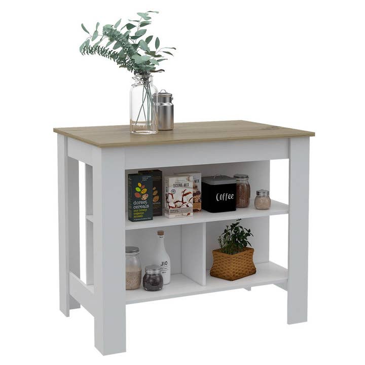 Treevol Furniture - Wholesale Kitchen Storage/Organizer - Kitchen Island Dozza, Kitchen, White / Light Oak