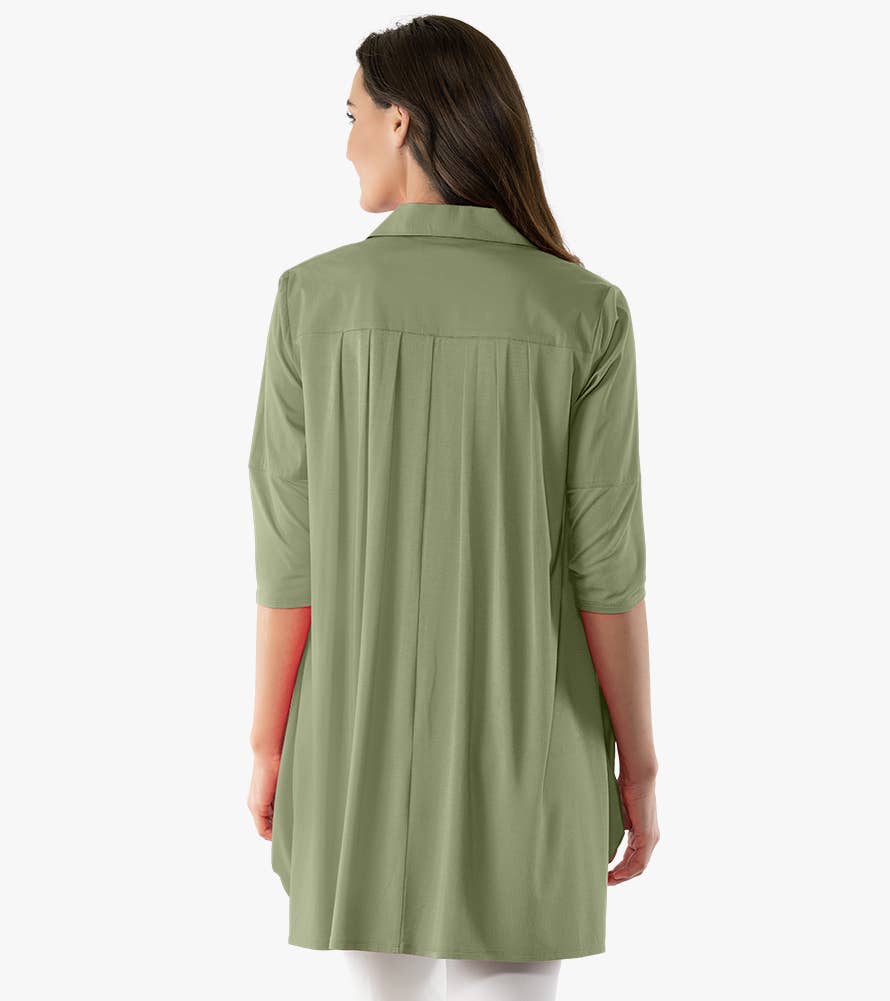 Stella Carakasi - Wholesale Tunic - Women's - Women's 3/4 Sleeve A-Line Cotton Poplin Tiburon Tunic Icon5