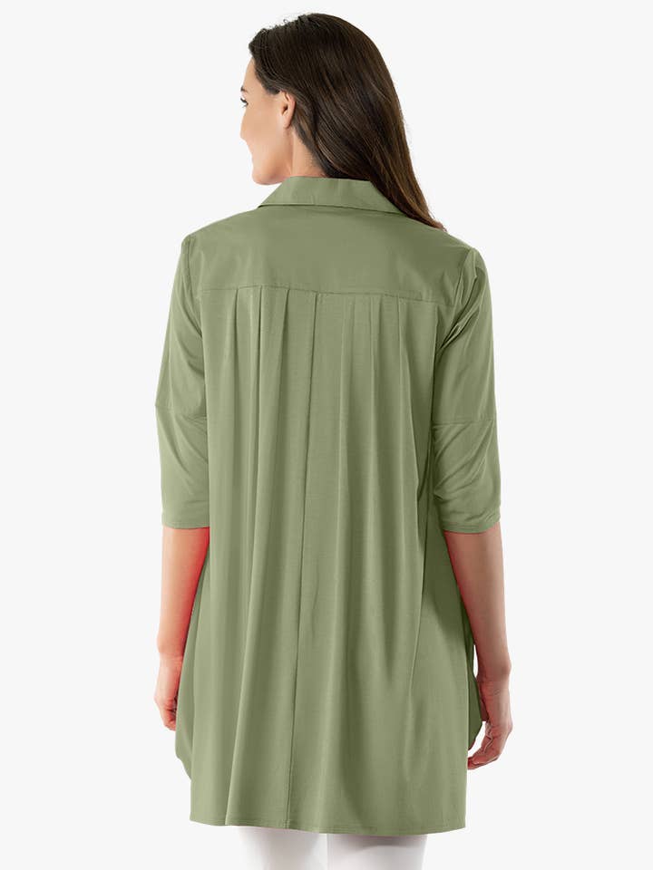 Stella Carakasi - Wholesale Tunic - Women's - Women's 3/4 Sleeve A-Line Cotton Poplin Tiburon Tunic Icon5