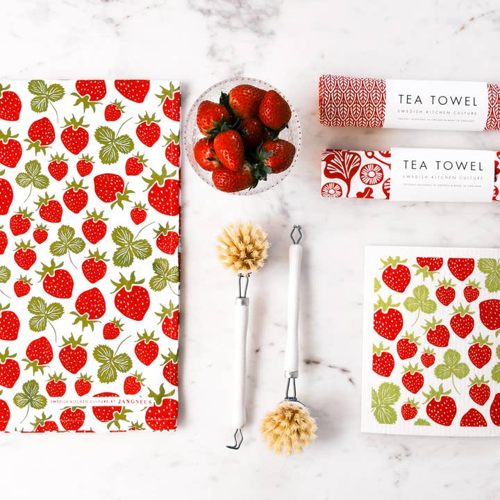 Swedish Dishcloth - Strawberries - Red for wholesale on Faire2