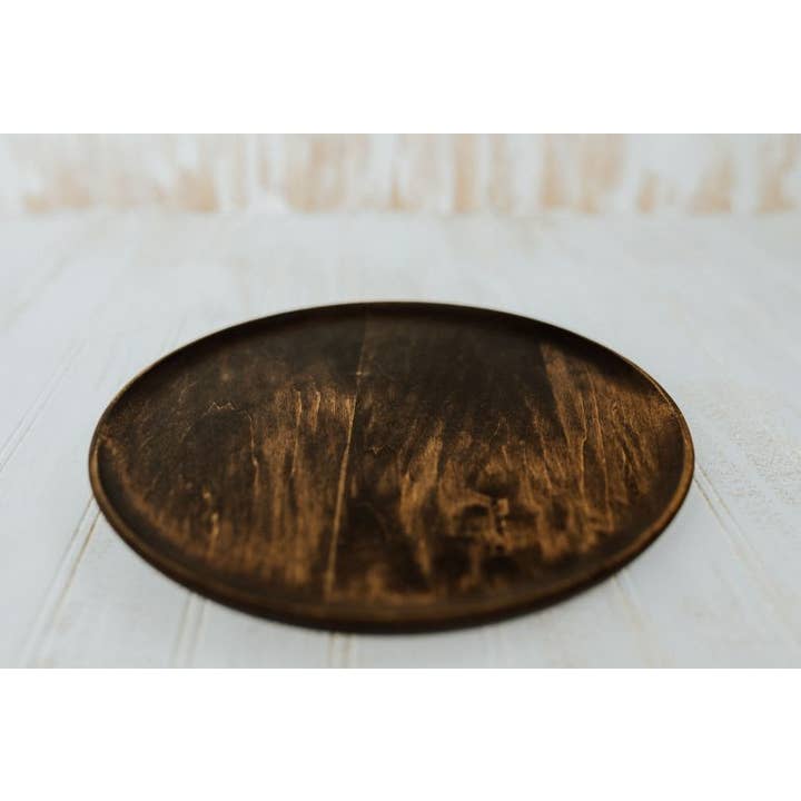 10" Ash Scoop Style Plate Dark Walnut and Bee's Oil Finish voor wholesale door Holland Bowl Mill