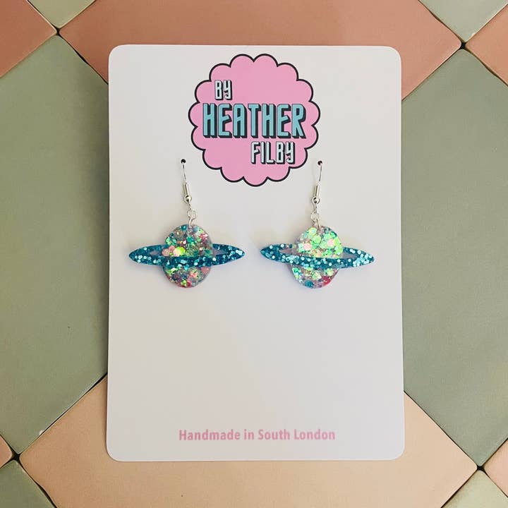 Planet Glitter Harz Ohrringe für den Großhandel von By Heather Filby