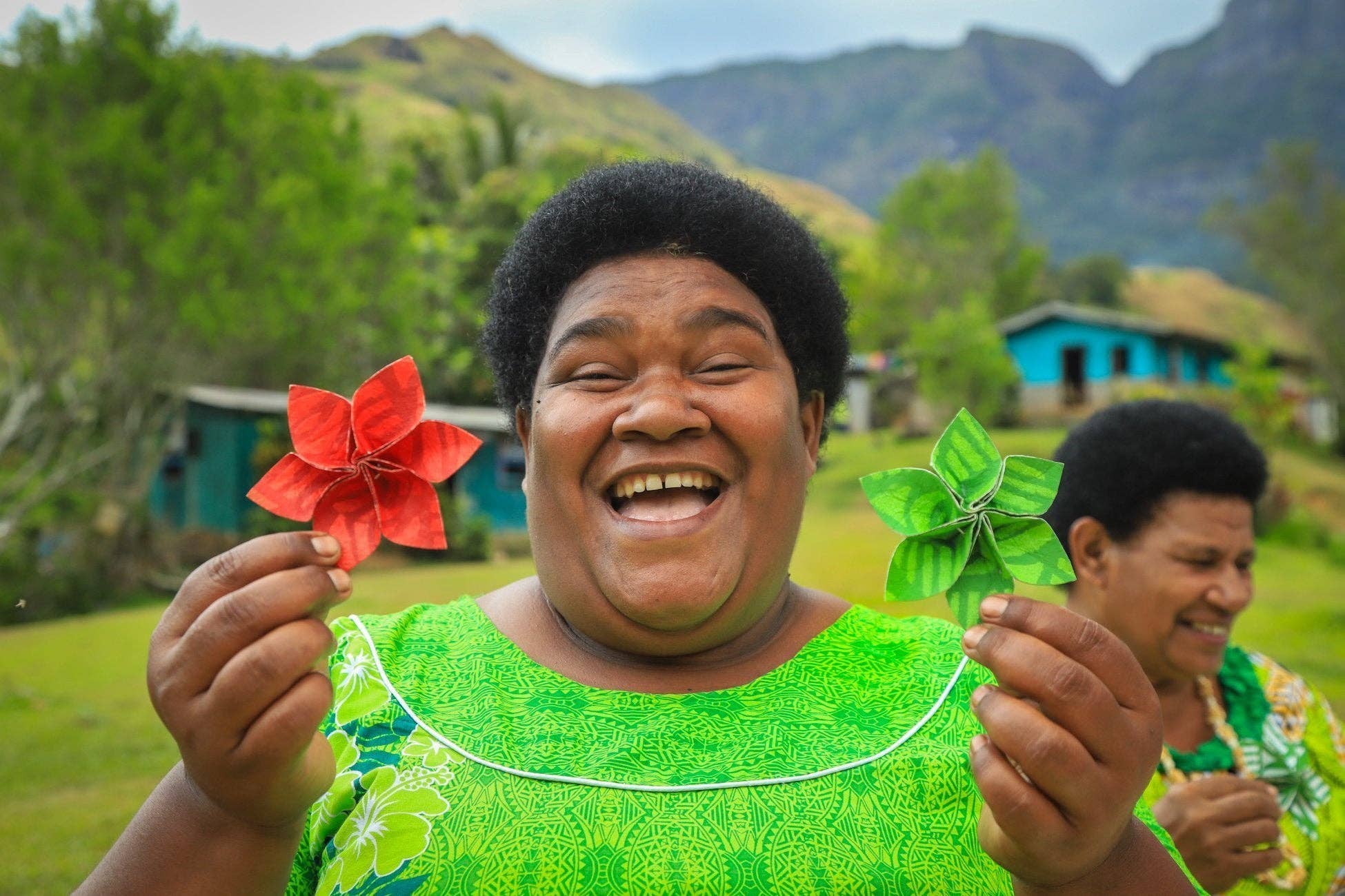 Rise Beyond the Reef - Wholesale Ornament Set - Masi Flower Holiday Ornaments - Natural Set of Two (2)4