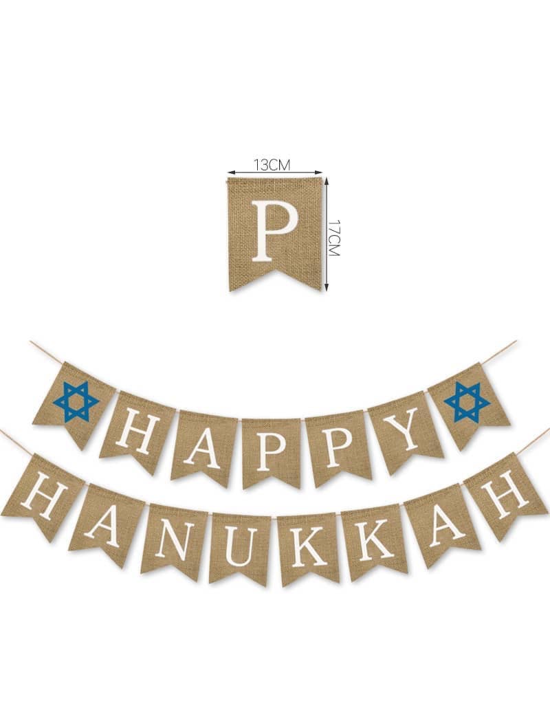 Mensch Kippah - Wholesale Party Sign/Banner - Burlap Hanukkah Banner2
