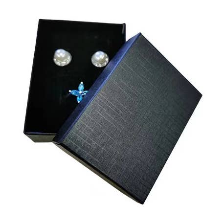 100pcs Black Linen Jewelry Box 3 1/8" x 2 3/8" x 1" Earring for wholesale by Zakka