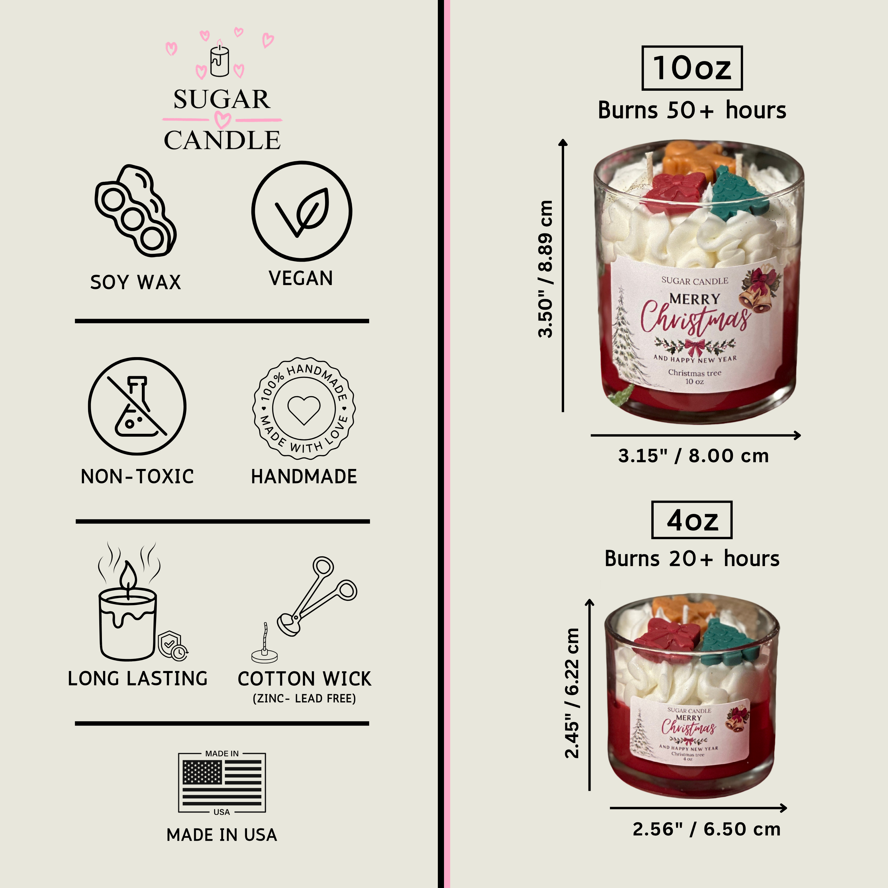 Sugar Candle - Wholesale Jar/Filled Candle - Merry Christmas Candle: Soy, Holiday Gift, Christmas Decor6