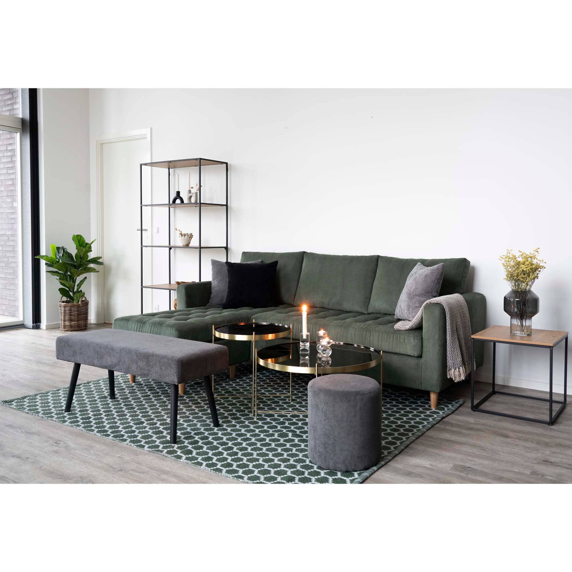 Messing-Optik Venezia Couchtisch aus Messingfarbenem Stahl mit Glasplatte ø70 cm für den Großhandel auf Faire1