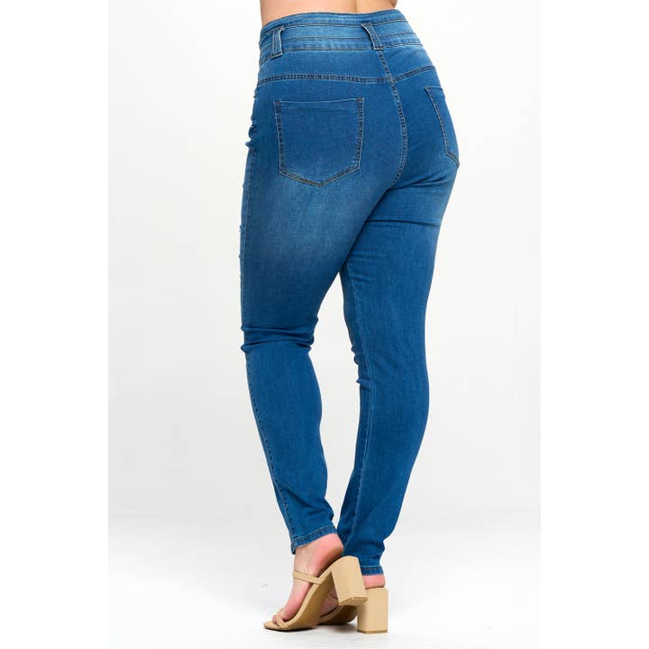 Blue Turtle - Wholesale Jeans – Women’s - Stacked To The Max High Waist Plus Skinny Jeans Light Blue8