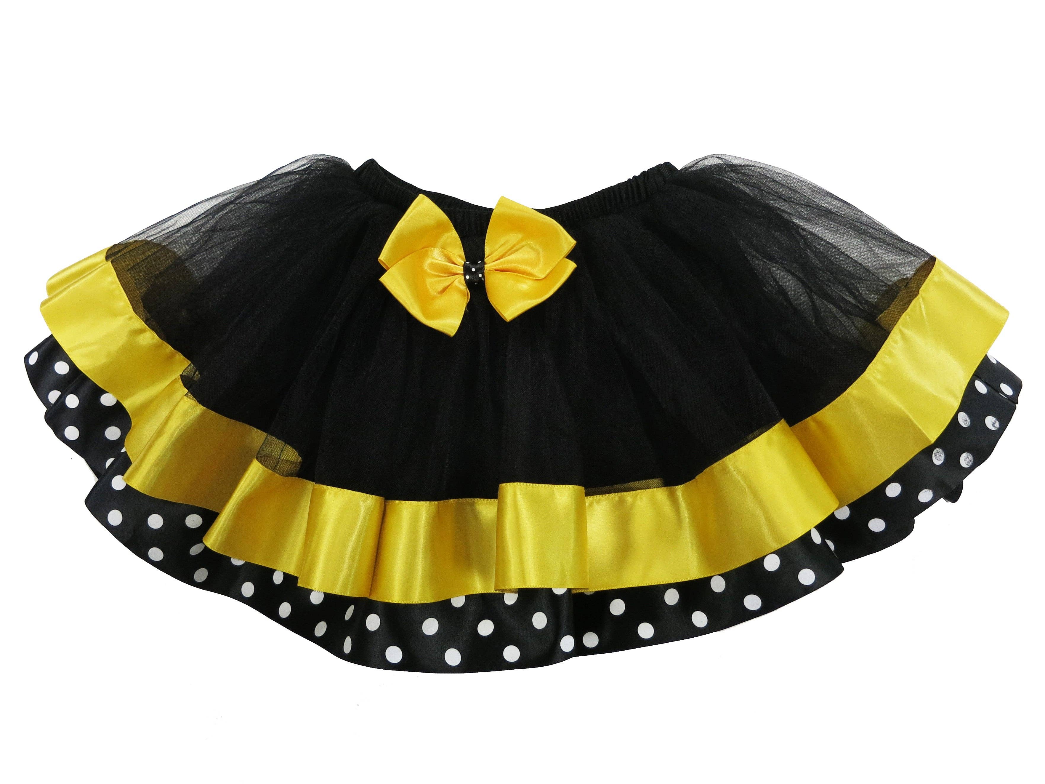 Wenchoice - Wholesale Tutu - Kids - Black Yellow Bumble Bee Polka dot Ribbon Tutu Skirt