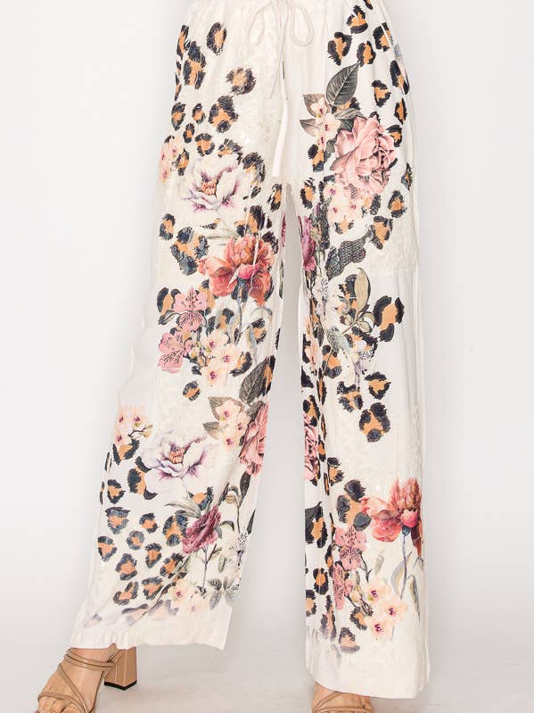 LEO FL Pantaloni in Pizzo Patchwork Rilassati con Coulisse Elastica - 4703BG LEO FL in vendita all'ingrosso su Faire0