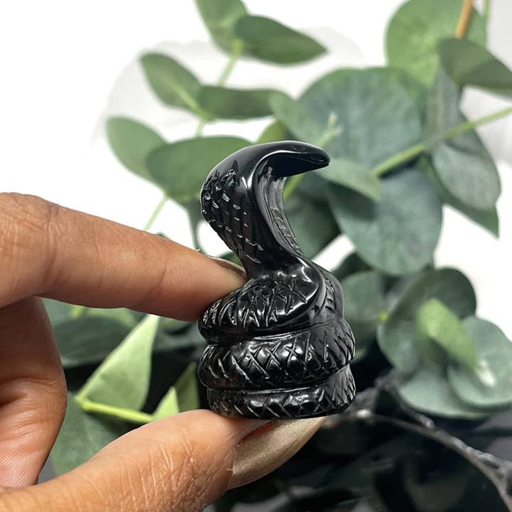 The Crystal Tabby - Wholesale Spiritual Stone/Crystal - Obsidian Cobra Carving1