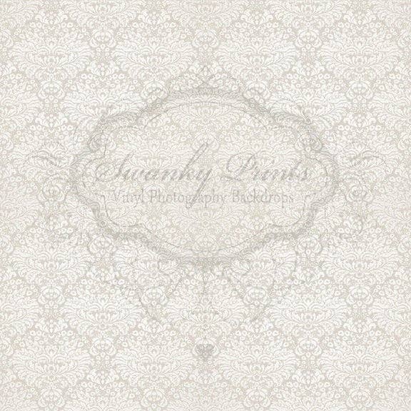 Toile de fond en vinyle de 10 pi x 10 pi/damassé blanc pour la vente par Swanky Prints