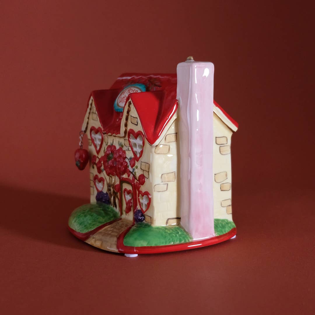 Blue Sky Clayworks – Engroshandel Lyseholder – RØD ROSE HYTTE LILLE LYS HUS1