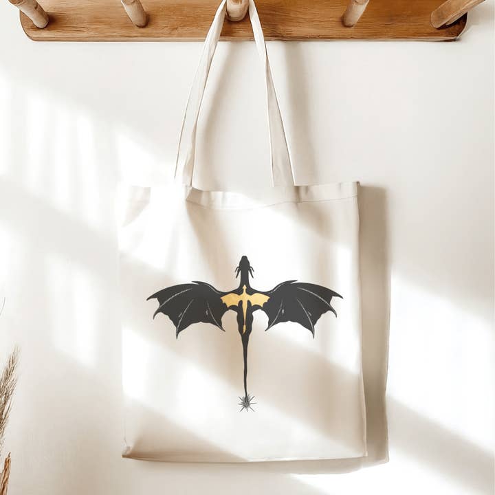 Tairn and Andarna Sublimated Canvas Tote Bag for wholesale by Awfullynerdy.co