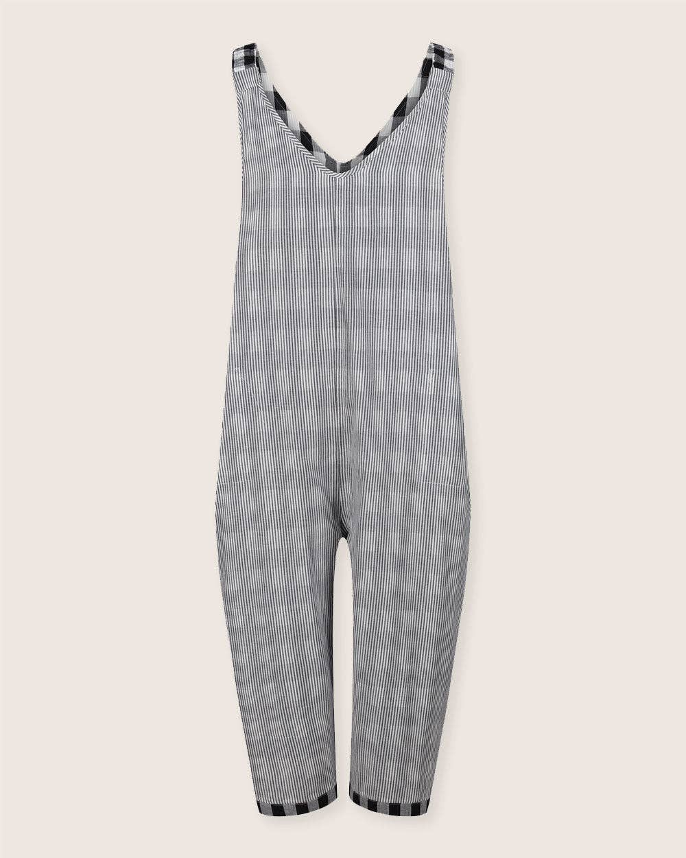 Multi Grace Multicolour Check Print Reversible Wide Leg Jumpsuit for wholesale on Faire8