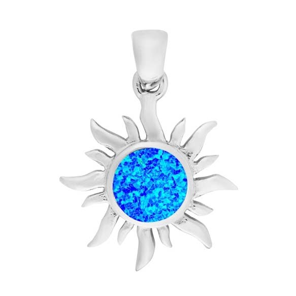 Pendentif Soleil en Opale Bleue pour la vente par Silver Jewellery Cavern Wholesale