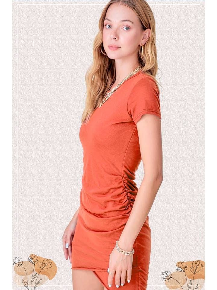 La Miel - Vendita all'ingrosso Vestito - Donna - MLD5010-Mini Abito Leggero A Maniche Corte Con Dettagli Increspati22