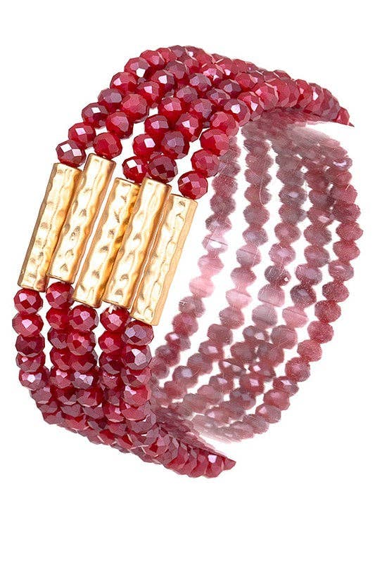 Andrea Bijoux - Wholesale Beaded Bracelet - GLASS SEED BEAD METAL ACCENT BRACELET5