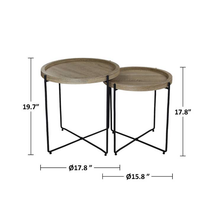 Black 2-Piece Round Concave Coffee Table (Black) for wholesale on Faire